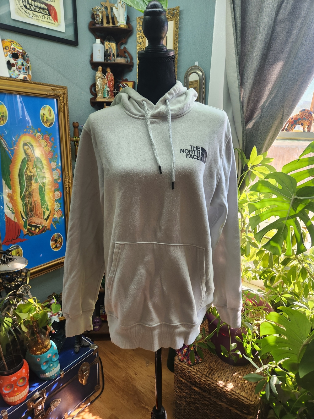 The North Face Men's White Crewneck Hoodie with Logo